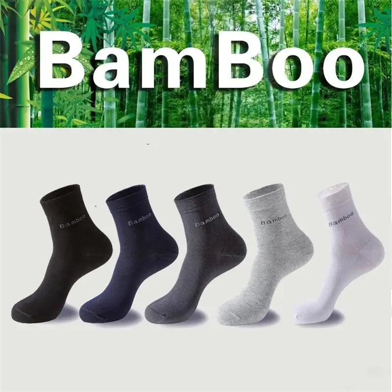 5Pairs/Men Bamboo Socks Comfortable Breathable Casual Business Men's Crew Socks High Quality Antibacterial Mid-calf SocksEU39-45 Ürün ana görseli