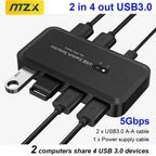 MZX USB 3.0 Switch KVM Switcher Selector Hub Docking Station Dock for 2 Laptop PC Share Keyboard Mouse USB Devices Printer SSD