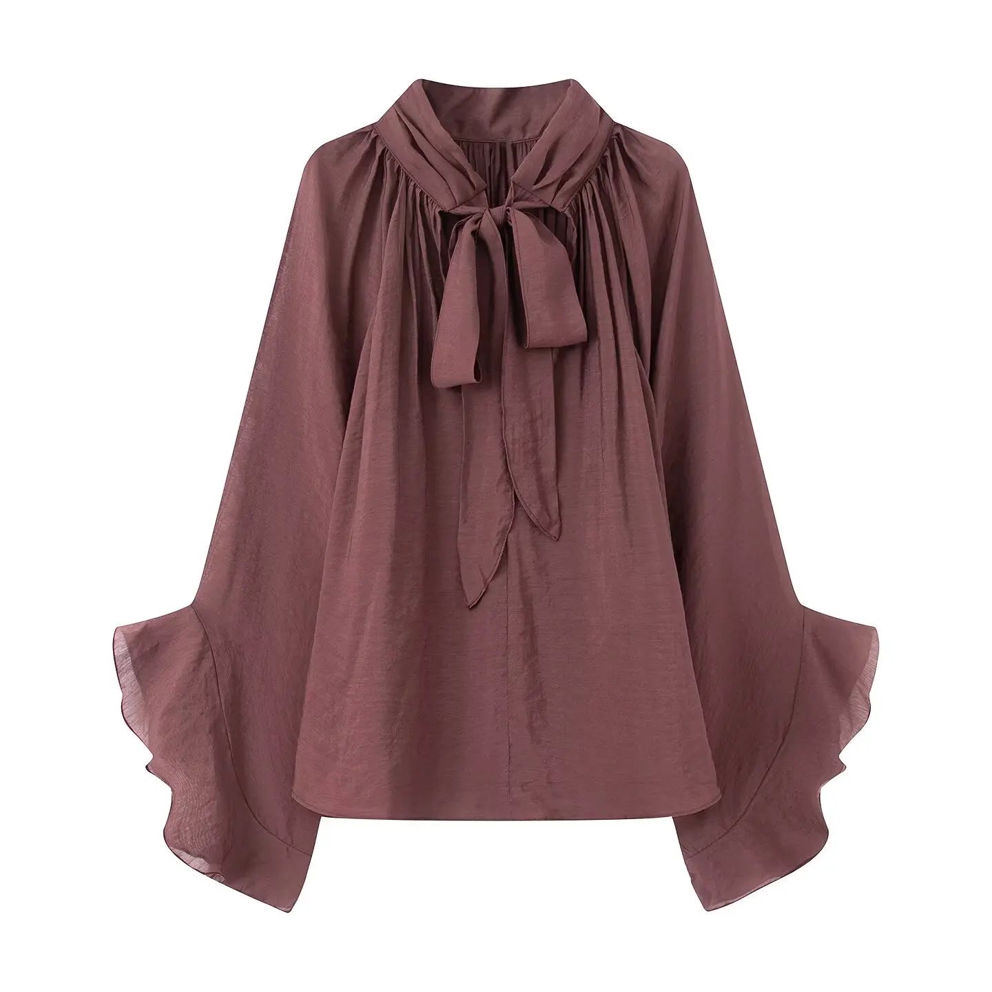 NLZGMSJ Bow DecorationLoose Long Sleeved Blouses For Women New Fashion Ruffle Edge Shirts and Blouses Woman Top