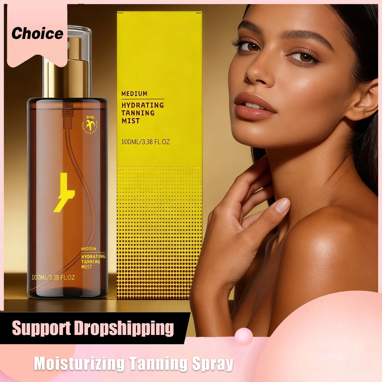 Enhancing Tanning Spray Natural Shiny Bronzer Skin Nourishing Moisturizing Summer Beach Sunbathing Portable Tanning Mist Spray Ürün ana görseli