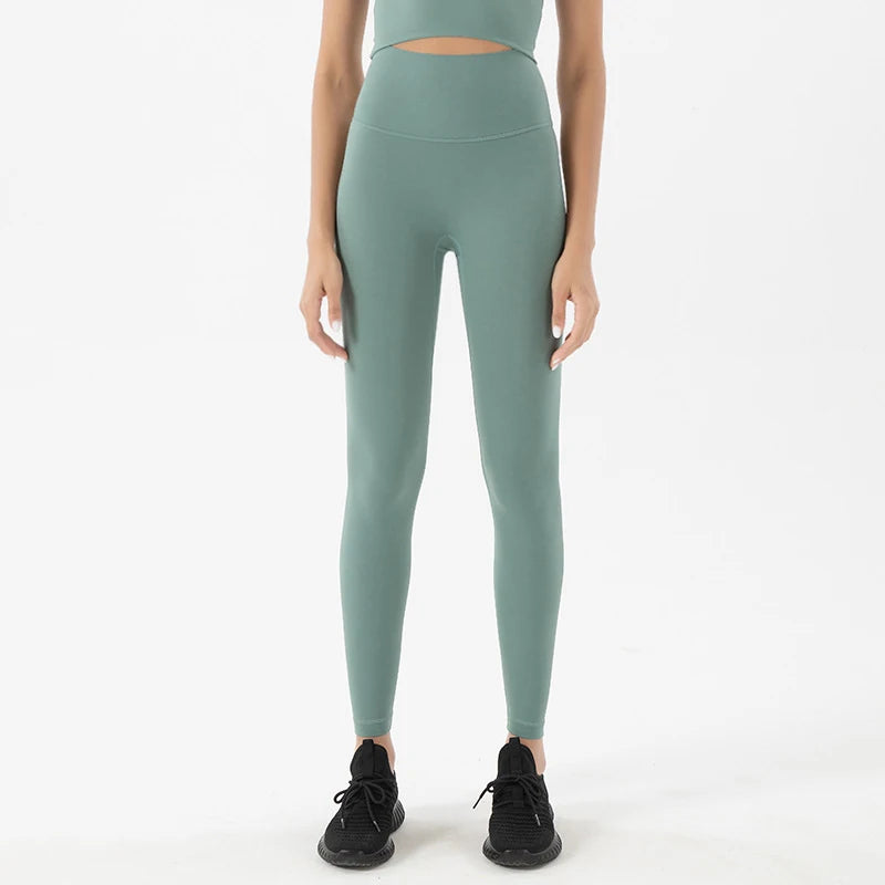 SOISOU Nylon Yoga Pants Gym Leggings Women Girl Fitness Soft Tights High Waist Elastic Breathable No T Line Sports Pants