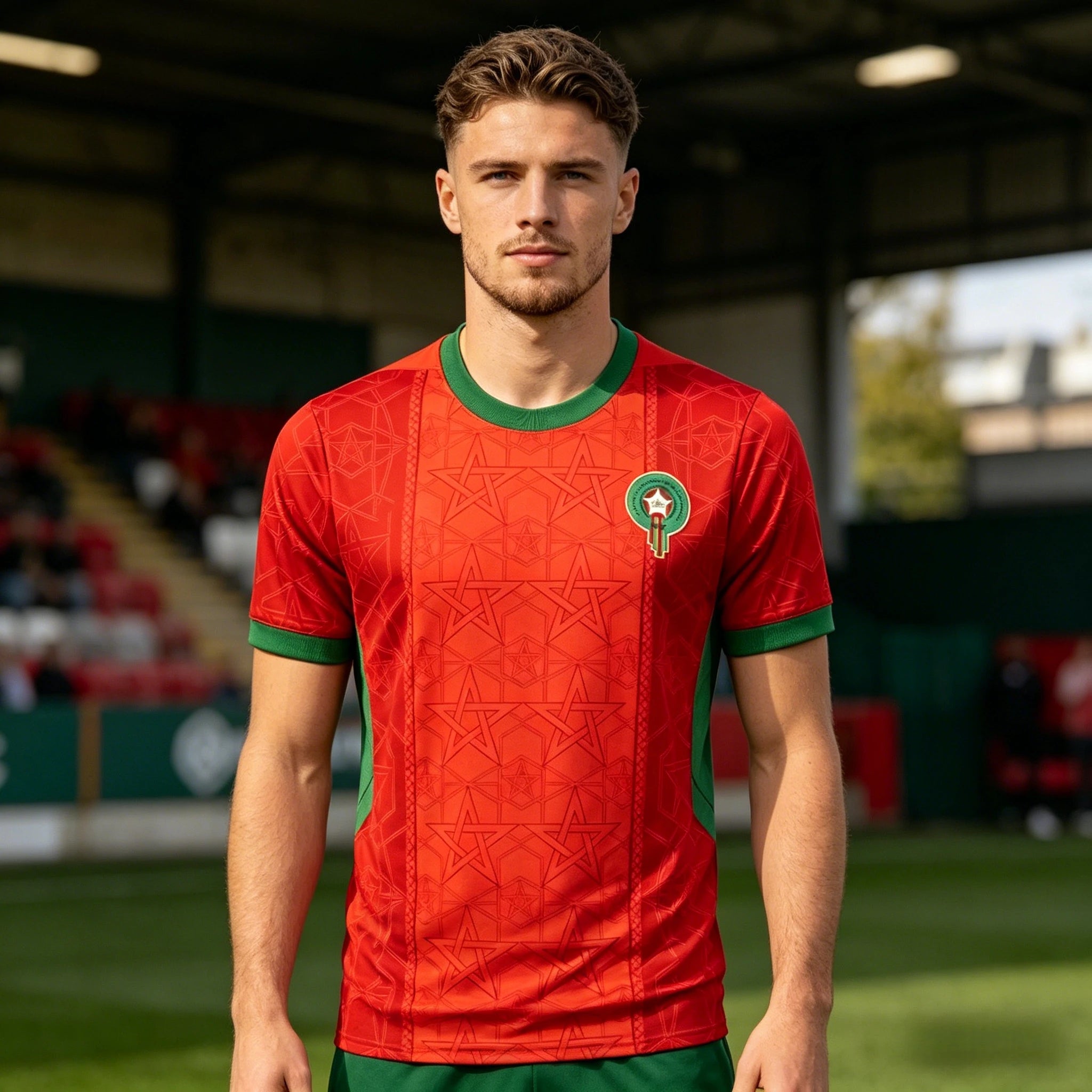 Moroccan Flag 2026 Home Fan Football Jersey 3D Printed Short Sleeve Sports Shirt Children's Sports Quick Drying Training T-shirt Ürün ana görseli