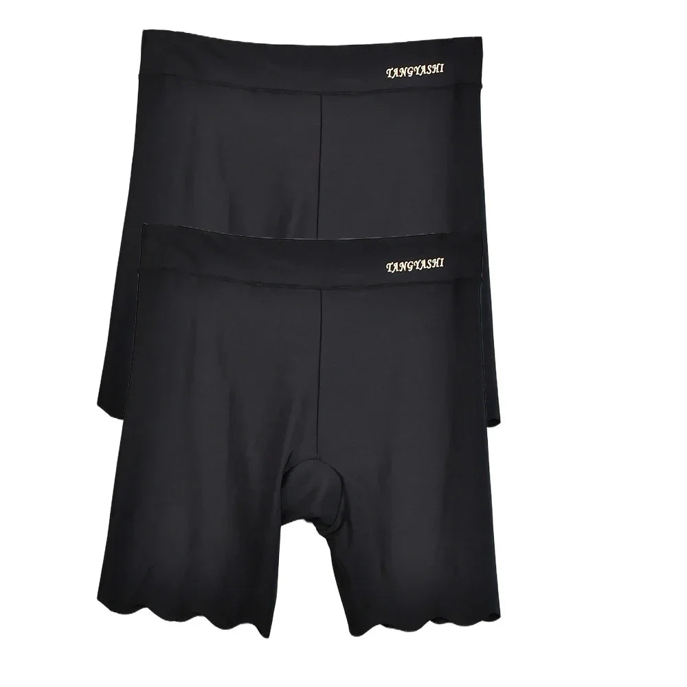 2pcs Seamless Safety Shorts Womens Ice Silk Summer Anti Rub Underwear Boxers Under Skirt Panty Big Size Short Leggings 40-100kg