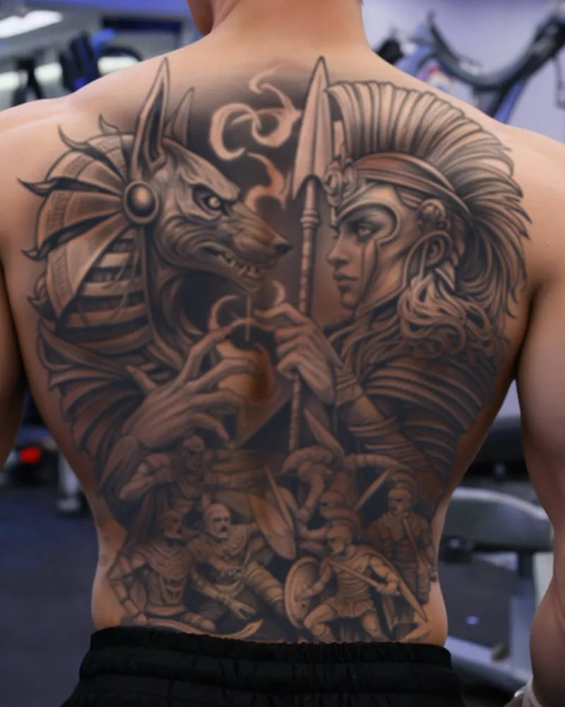 Magic Juice Ink Waterproof Tattoo Stickers Full Back Large Size Herbal Juice Temporary Tattoos Men Body Art Dragon Tiger