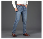 Wthinlee New Business Men's Jeans Casual Straight Stretch Fashion Classic Blue Black Work Pant Denim Trousers Male  Clothing