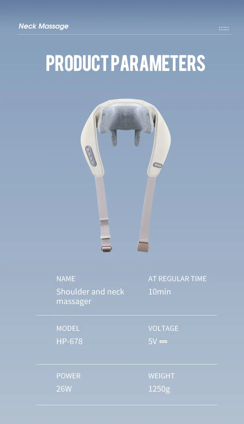 Foreverlily 26W Brushless Motor Neck And Shoulder Massager Wireless Shoulder And Back Kneading Massage Shawl Neck masajeador