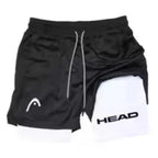 Running Shorts Men Fitness Gym Training 2-in-1 Sports Compression Fashion Quick Dry Workout Harajuku Jogging Double Deck Summer