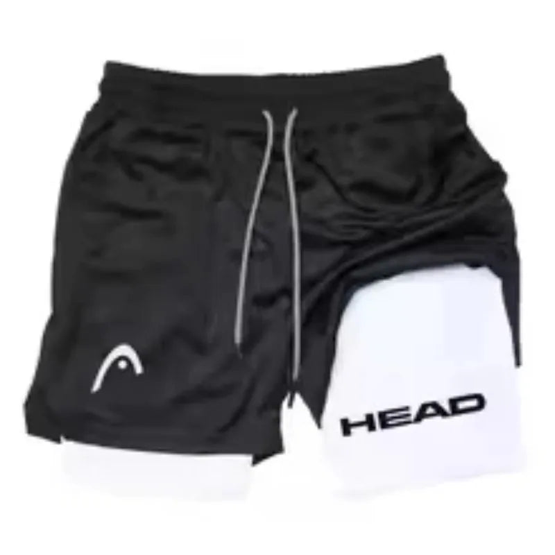 Running Shorts Men Fitness Gym Training 2-in-1 Sports Compression Fashion Quick Dry Workout Harajuku Jogging Double Deck Summer