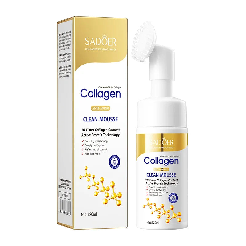 SADOER Collagen Facial Cleanser Mousse Deep Cleansing Skincare Moisturizing Firming Face Wash Foam Cleanser Skin Care Products Ürün ana görseli