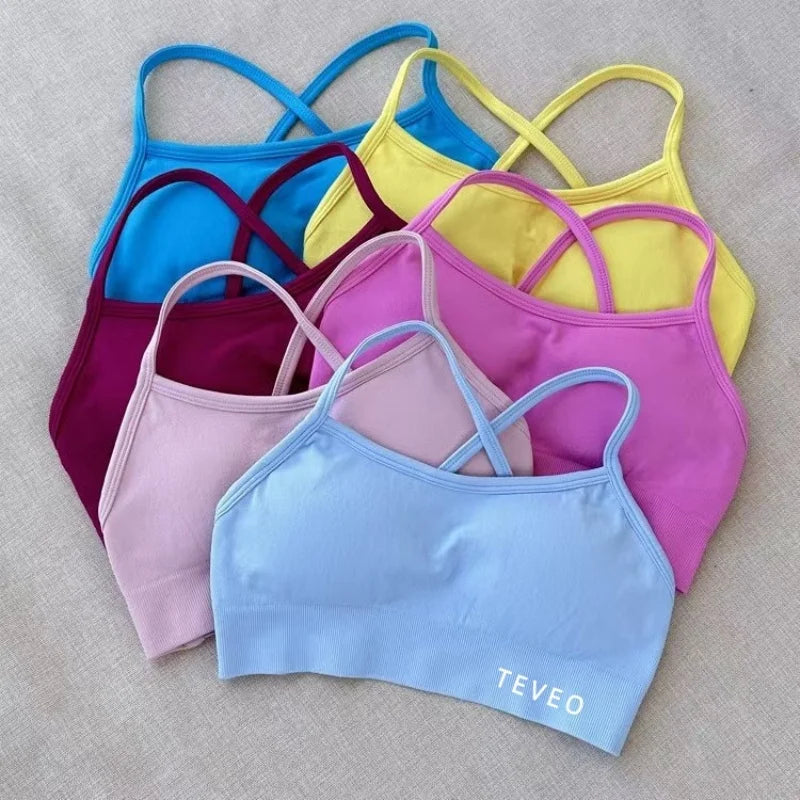 2025 Nouveau Haute Elastique Antichoc Entièrement Mat Croix Beauté Dos Nu Sans Couture Vêtements De Yoga Soutien-Gorge De Sport Ürün ana görseli
