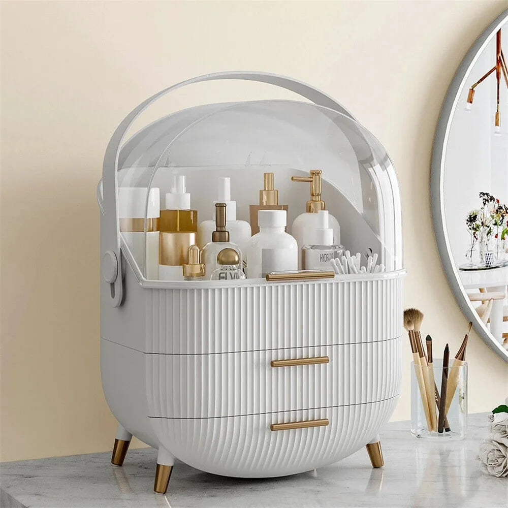 Make Up Organiser Bathroom Large Cosmetic Vanity Case Box 2 Drawers Skincare Storage Home Skin Care Make Up Storage Drawer