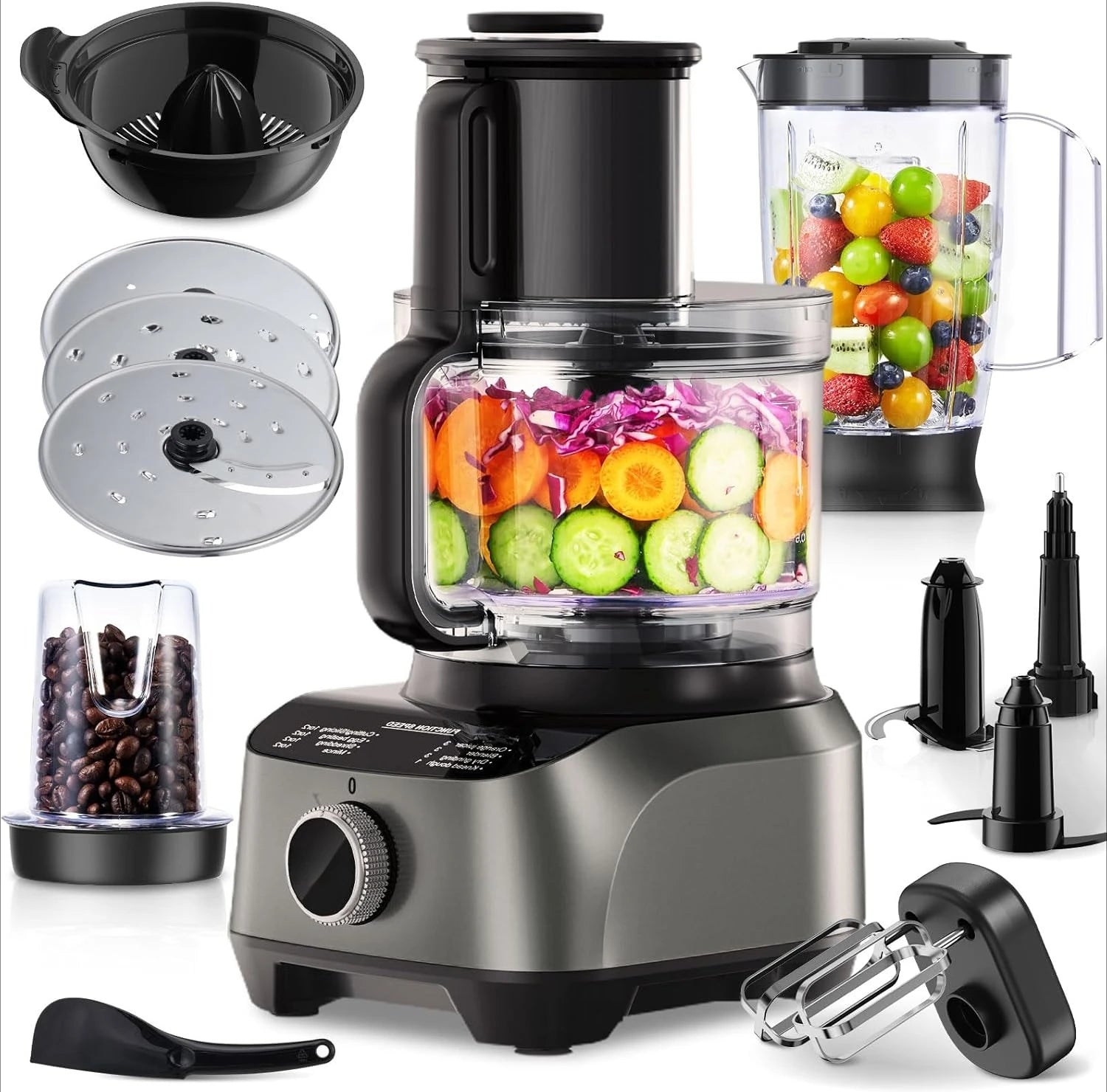 Food Processor, 11-in-1 Multifunctional Kitchen Machine with 2.5L Bowl & 1.5L Blender Ürün ana görseli