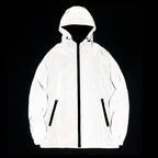 NEW SIZE Night Reflective Jackets Double Fabric Windbreaker Hooded Jacket Men Hip Hop Dancer Waterproof Zipper Coats Outwear