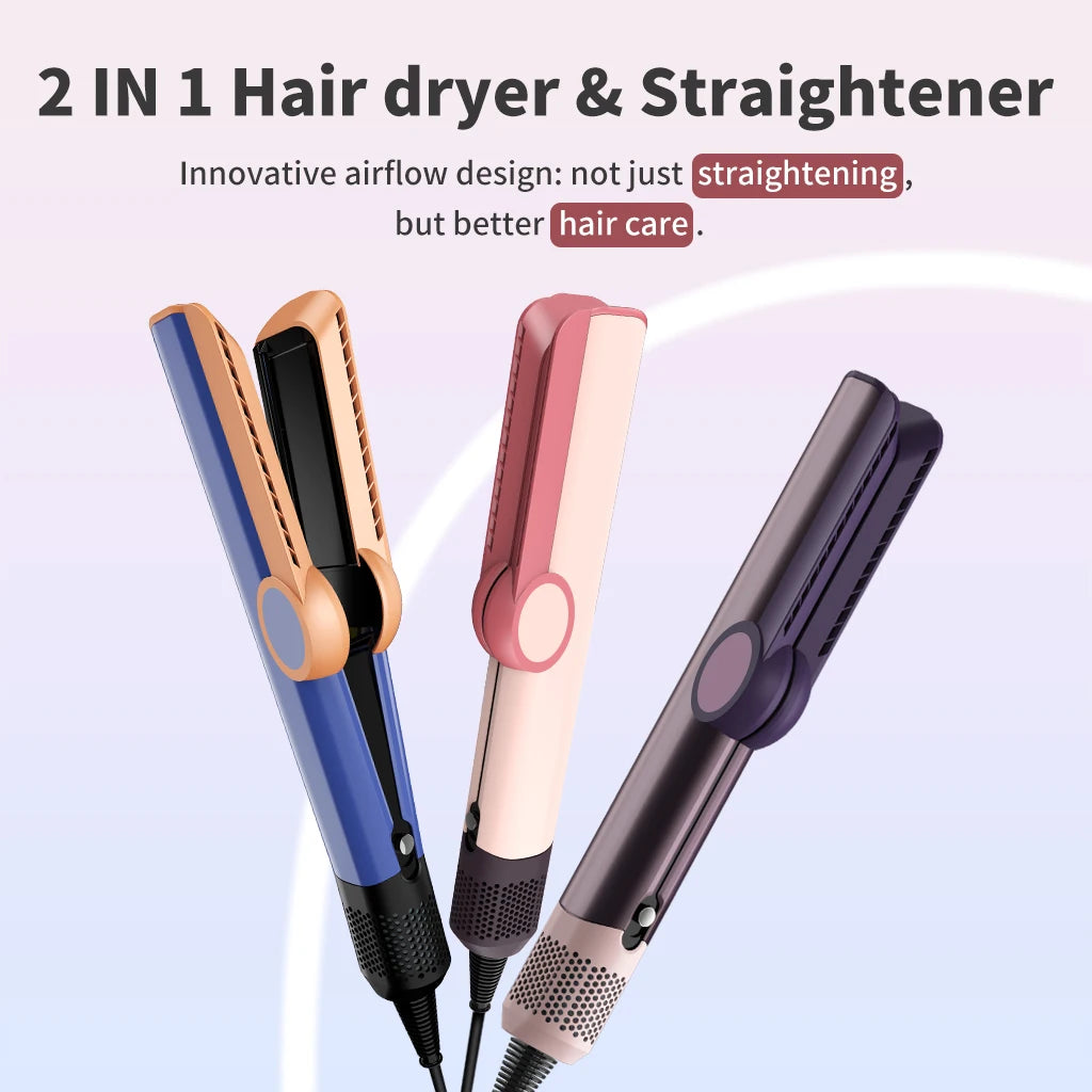 2-in-1 Hair Dryer and Flat Iron Dual Heat Negative Ion Hair Styler for Quick Drying and Straightening Travel Friendly Home Use Ürün ana görseli