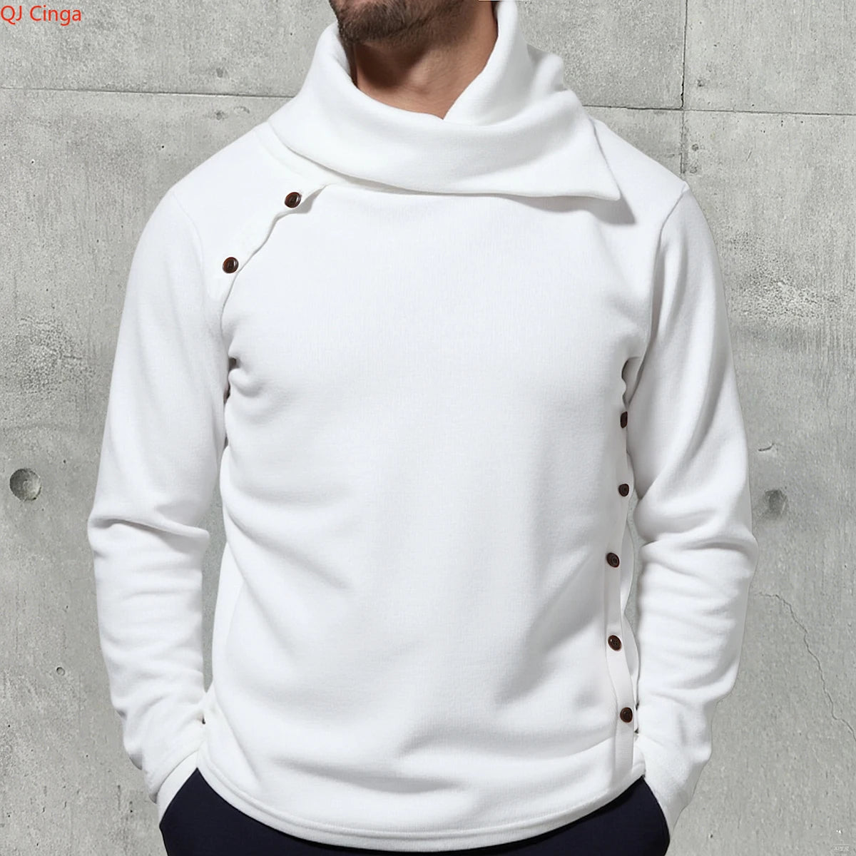 2026 New Men's White Turtleneck Sweater, British-style Black Pullover, Asian Sizes M-4XL. Gray Sweaters Ürün ana görseli