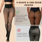 One Seam Fleece Lined Tights Shaping Thermal Leggings Compression Band Translucent Pantyhose Sheer Fleece Leggings Plus Size