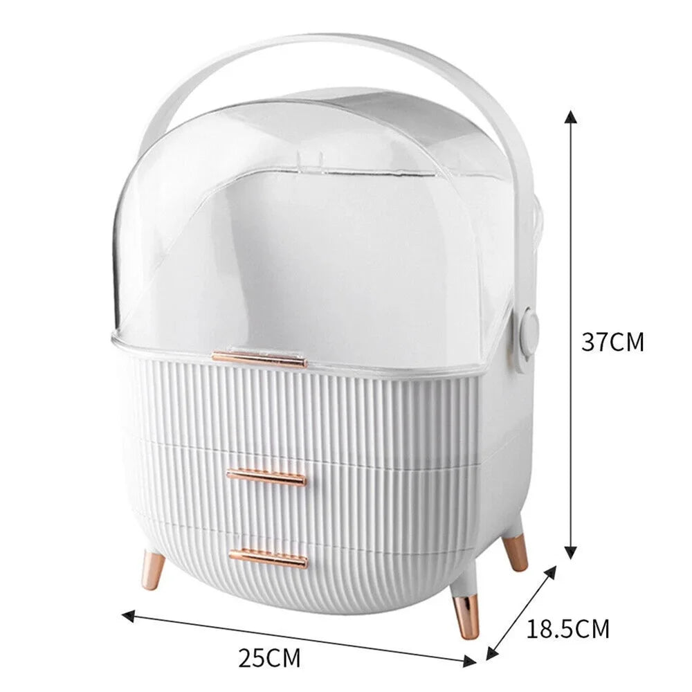 Make Up Organiser Bathroom Large Cosmetic Vanity Case Box 2 Drawers Skincare Storage Home Skin Care Make Up Storage Drawer