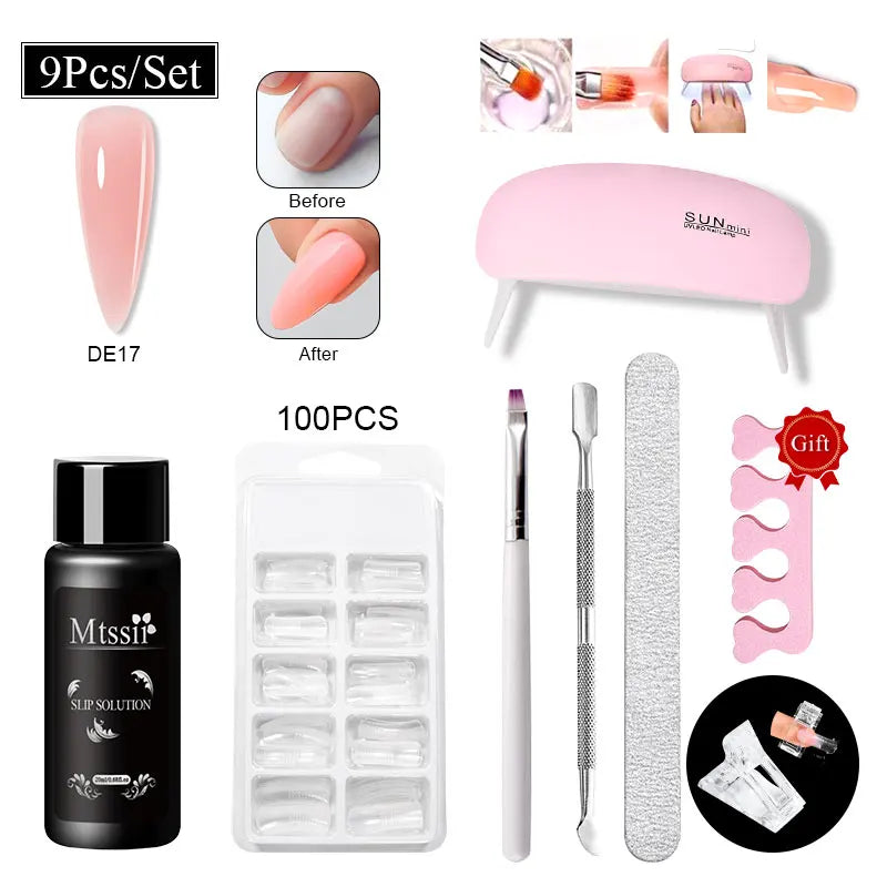 24PCS/Set 20ml Poly Naili Extension Gel  Kit Mini UV Lamp Sealer With Base Top Coat Professional Poly UVNail Gel Kit Starter Kit