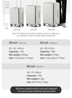 Mixi NEW Aluminum Frame Suitcase Carry On Rolling Luggage with USB Port Boarding Cabin Cup and Phone Holder 20 24 Inch