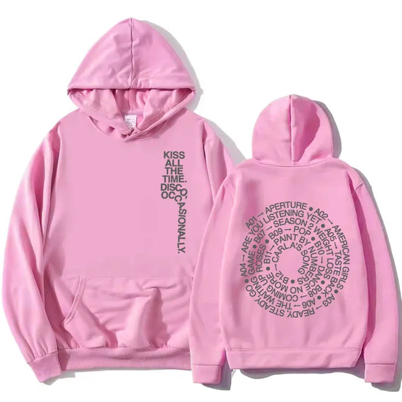 HarryStyles KISS ALL THE TIME. DISCO, OCCASIONALLY.  Hoodies Album Design Graphic Print Sweatshirts Women Clothing Fleece Hoodie