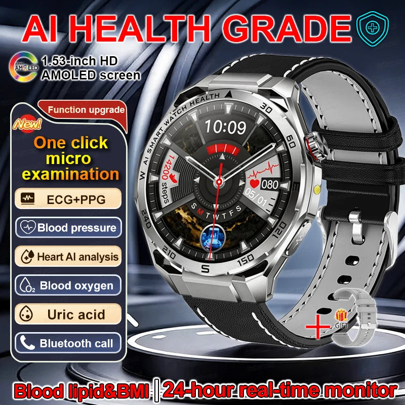 ECG High-end Health Smart Watch Men Blood pressure lipids bloodoxygen Body analysis Uric acid Health Tracker Smartwatch Men lady