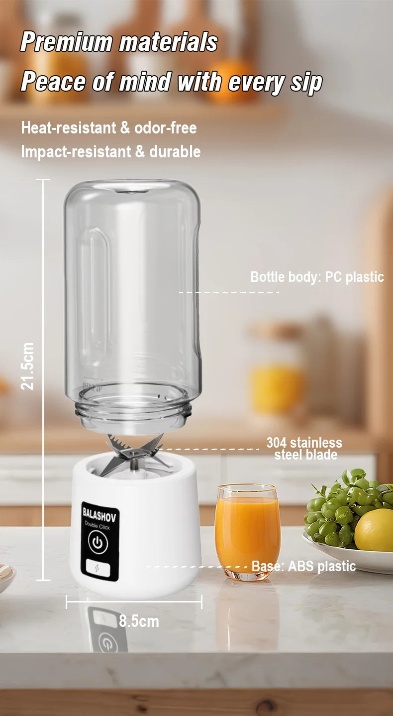 Portable Juicer Blender 450ml Juice Maker USB Rechargeable Lemon Orange Fruit Juicing Cup Electric Juice Machine Travel Juicers