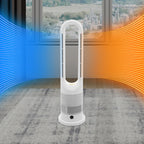 Year-Round Dual Mode Cooling Heating Tower Fan W/Remote 1200W Heater 8 Speeds 9H Timer 80° Oscillation Safe Bladeless