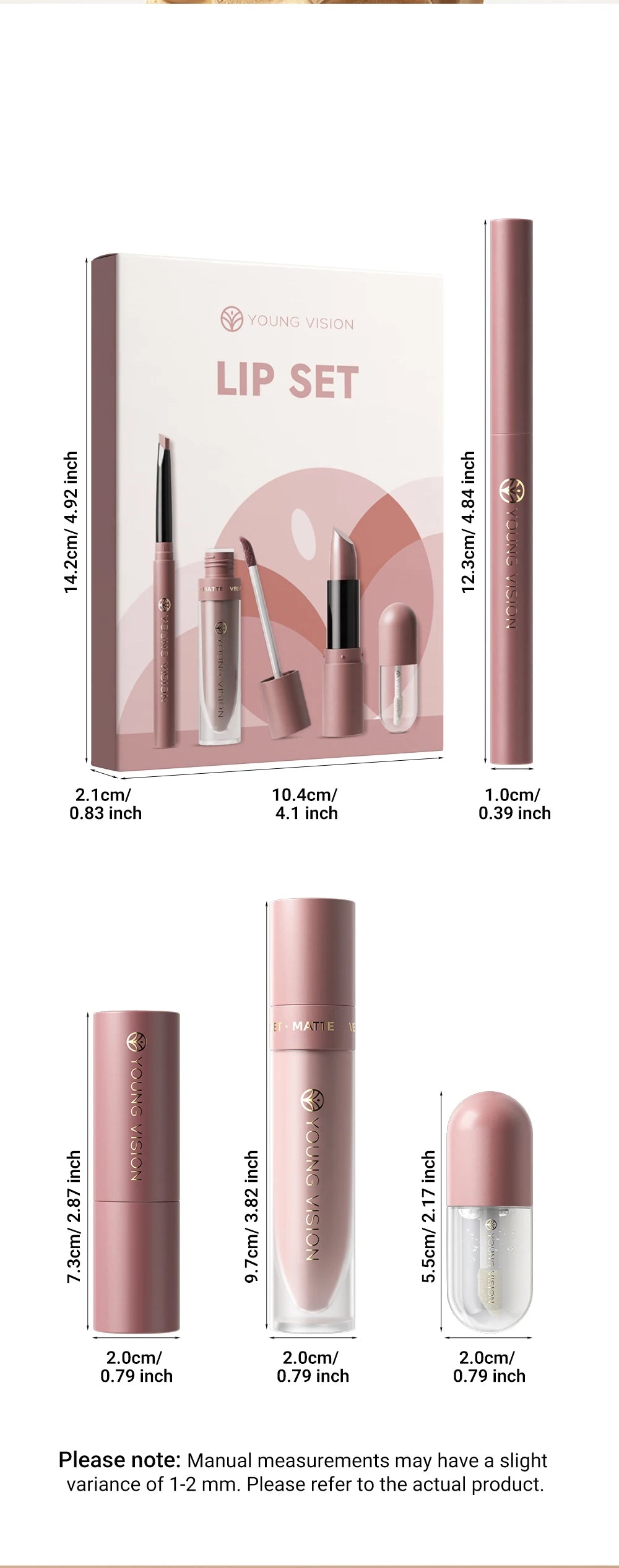 4pcs/Set Long Lasting Waterproof Lip Makeup Kit - Soft Smooth Creamy Lipliner Lipstick & lip gloss lip oil Set