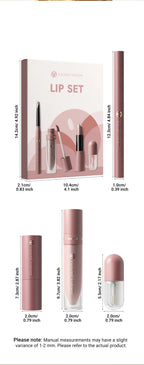 4pcs/Set Long Lasting Waterproof Lip Makeup Kit - Soft Smooth Creamy Lipliner Lipstick & lip gloss lip oil Set
