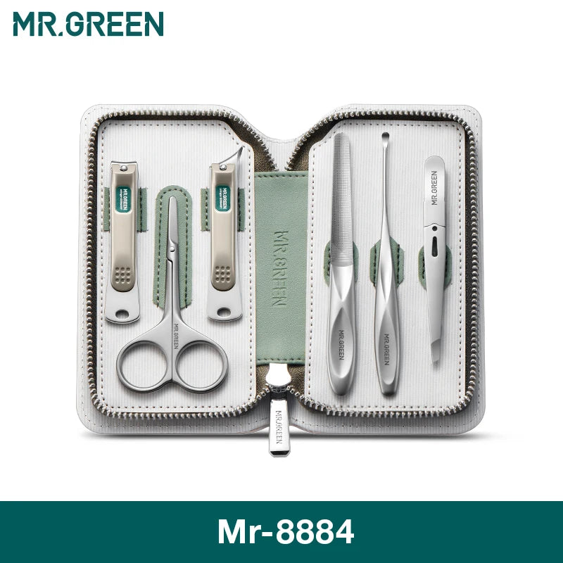 MR.GREEN Premium Manicure Set Professional-Grade Stainless Tools with Clean Lines & Travel-Ready Design Portable Case