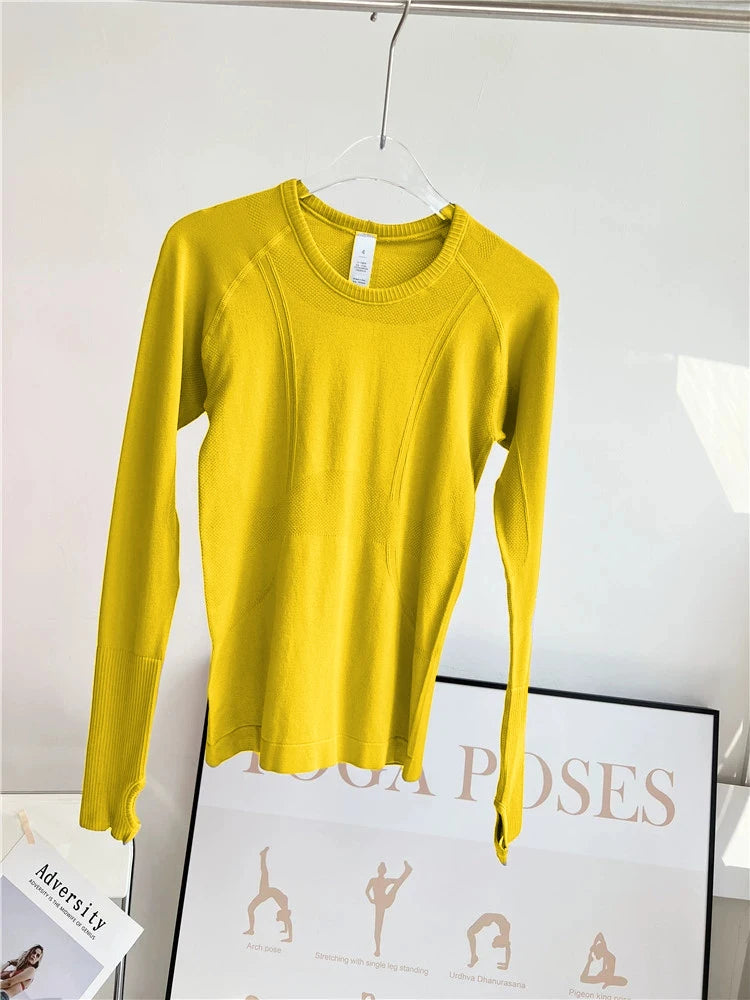 Seamless Yoga Top Women Long Sleeve Workout Shirt for Women Training Gym Clothes Stretchy Turtleneck Sportswear Activewear