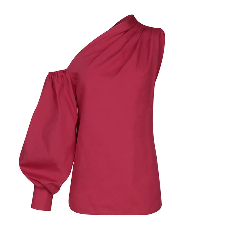 Sexy Off Shoulder Women Shirts Summer Lantern Sleeve Blouse Casual Loose Solid Tops Lady Elegant Blusas Femme Streetwear Shirt