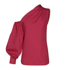 Sexy Off Shoulder Women Shirts Summer Lantern Sleeve Blouse Casual Loose Solid Tops Lady Elegant Blusas Femme Streetwear Shirt