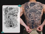 Magic Juice Ink Waterproof Tattoo Stickers Full Back Large Size Herbal Juice Temporary Tattoos Men Body Art Dragon Tiger