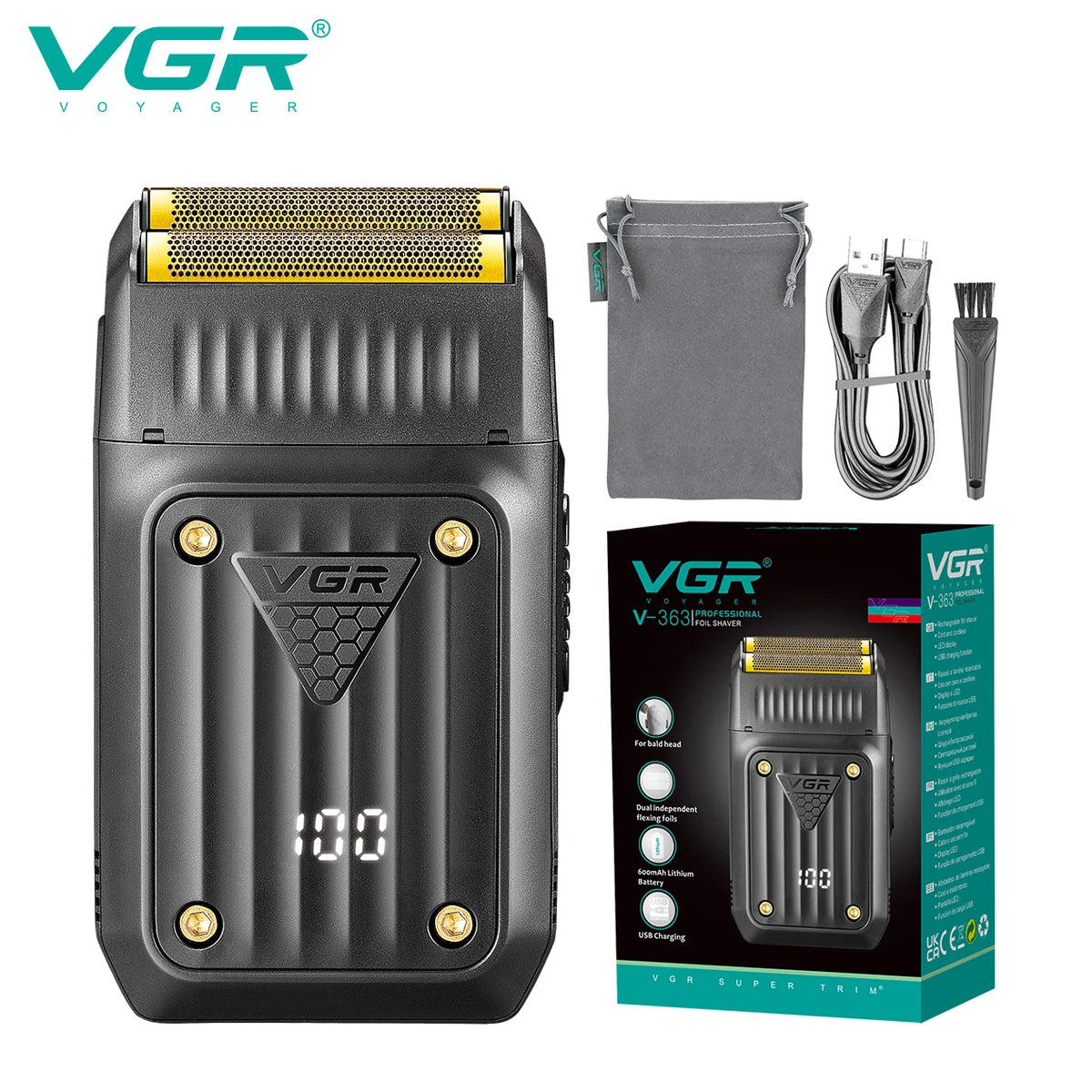 VGR Razor Professional Shaver Electric Beard Trimmer Digital Display Razor Reciprocating Razor Rechargeable Shaver for Man V-363 Ürün ana görseli