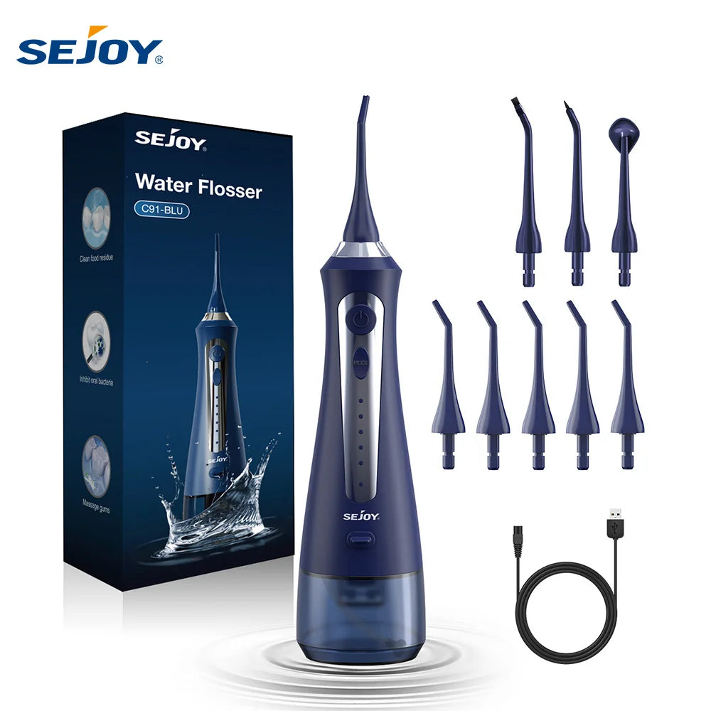 SEJOY Water Flosser Irrigator Dental Teeth Whitening strips Portable 230ML Tank 5 Modes 8 Jet Tips Washing Machine for Home Ürün ana görseli