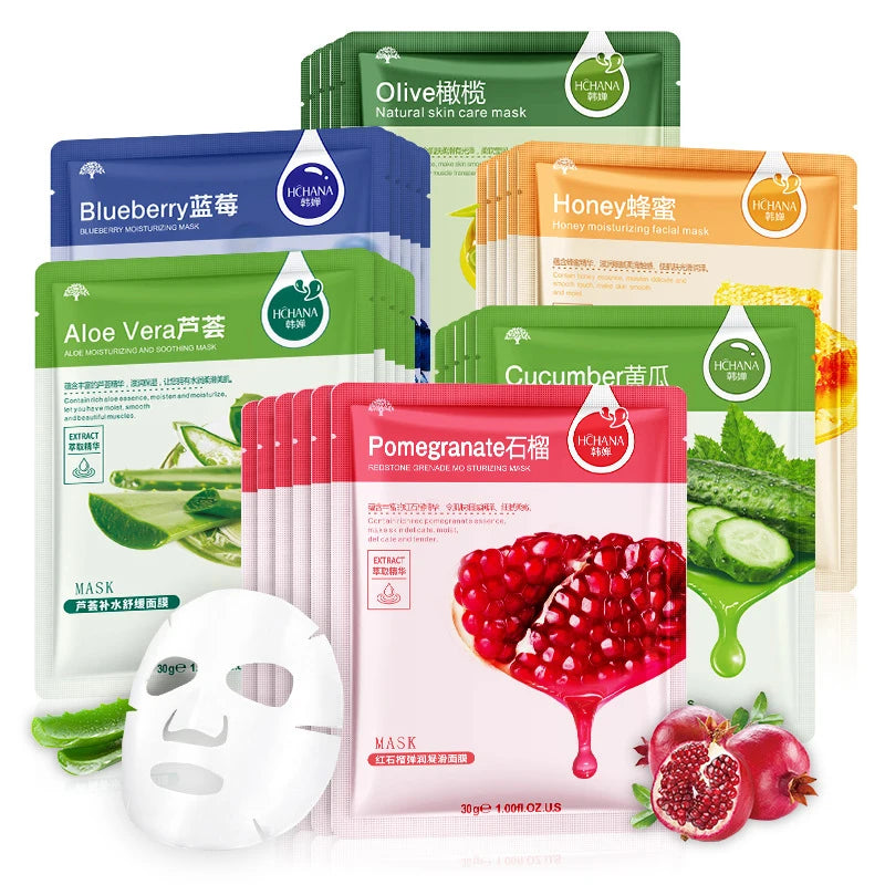 30pcs Fresh Fruits Facial Masks Face skincare Moisturizing Firming Hydrating Korean Face Mask Facial Skin Care Prodcuts Ürün ana görseli