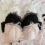 Lolita Girls Lace Padded Bra Sets Women Underwear Intimates Bralette Lingerie Japanese Ruffled Sweet Sexy Thin Cup Panties
