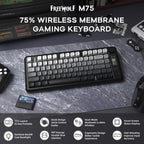 ATTACK SHARK M75 Wireless Membrane Gaming Keyboard with Knob&OLED Display Bluetooth/2.4Ghz Rainbow Backlit Gradient PBT Keycaps