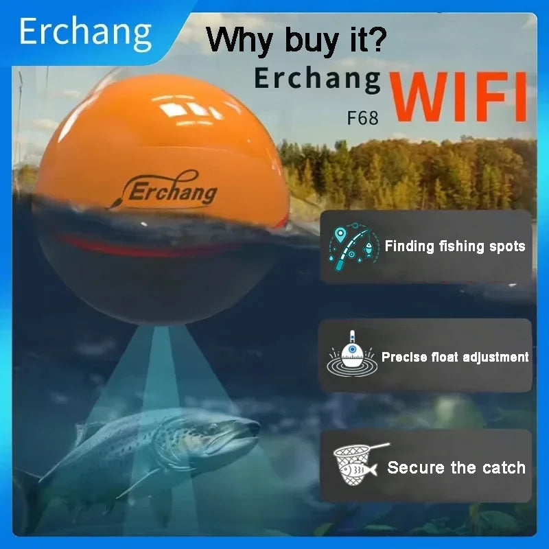 Erchang F68 WIFI Fish Finder 100M Wireless Fishing Sounder Echo Sounder Detect Finder fishing for Lake Sea Fishing IOS& Android Ürün ana görseli