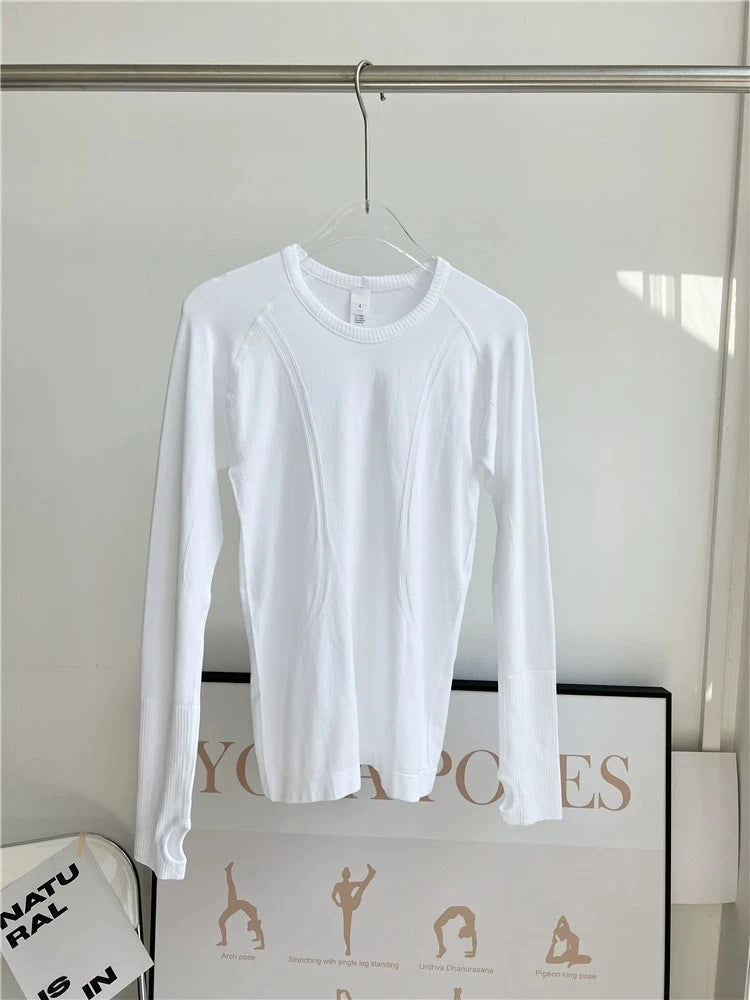 Seamless Yoga Top Women Long Sleeve Workout Shirt for Women Training Gym Clothes Stretchy Turtleneck Sportswear Activewear