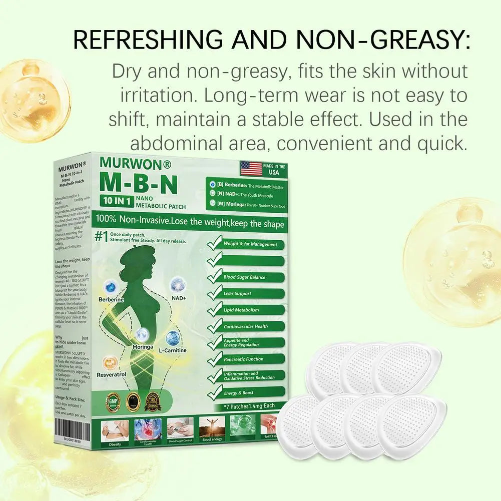 10 In 1 Nano Metabolic Patch Weight Fat Management Blood Sugar Balance Liver Support Lipid Metabolism Cardiovascular Health