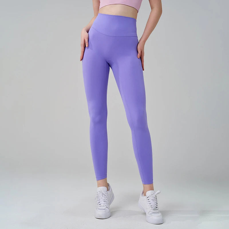 SOISOU Nylon Yoga Pants Gym Leggings Women Girl Fitness Soft Tights High Waist Elastic Breathable No T Line Sports Pants