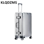 KLQDZMS German All Aluminum Magnesium Alloy Luggage 20 Inch Boarding Suitcase 28 Large Capacity Travel Business Leather Suitcase
