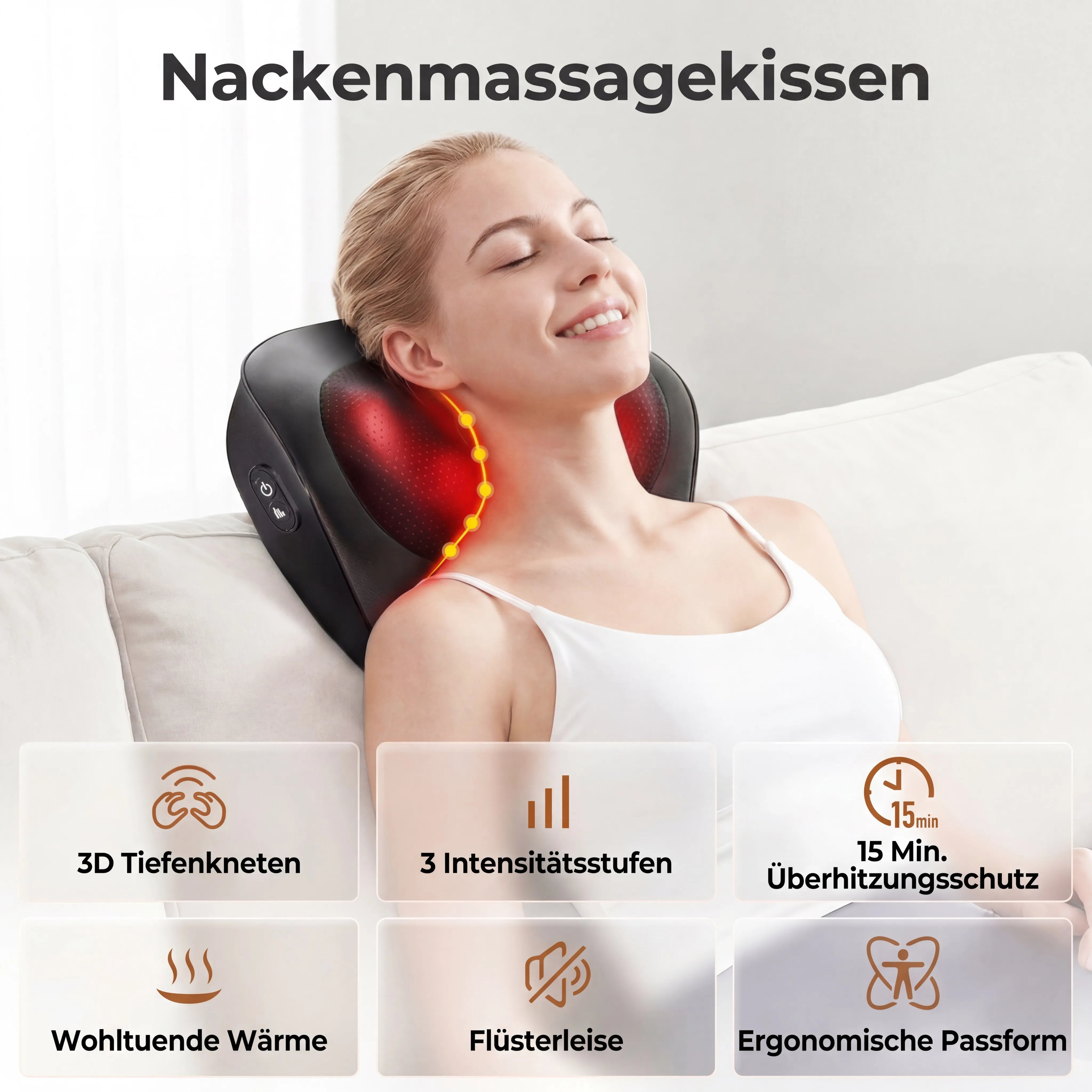 Massager with Heating, 3D Shiatsu Massager for Relaxation, Heated Massage With Shiatsu Kneading Massage, Best Gift for Men Women Secondary image