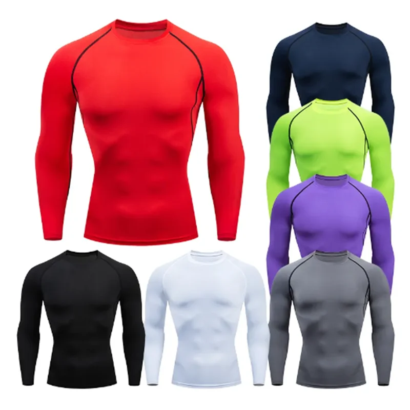 Men Compression Running T-shirt Fitness Tight Long Sleeve Sport Shirts Training Jogging Tops Gym Sportswear Dry Fit Rashgard Ürün ana görseli