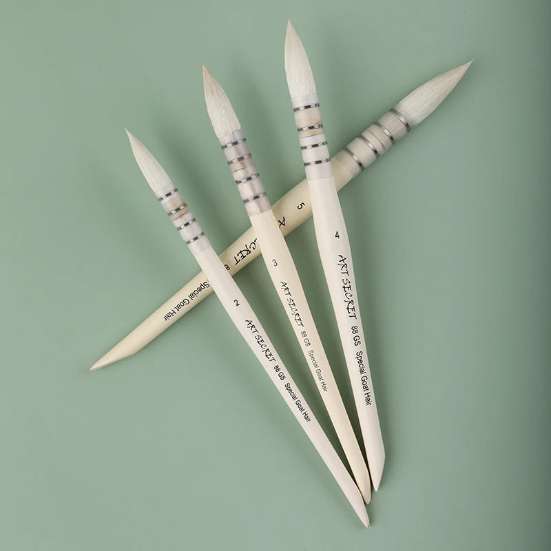 Artsecret 1PC High Grade 88GS Goat Hair Wooden Handle with Cut Tip Soft Head Watercolor Art Brush Painting Tool Artist Supplies