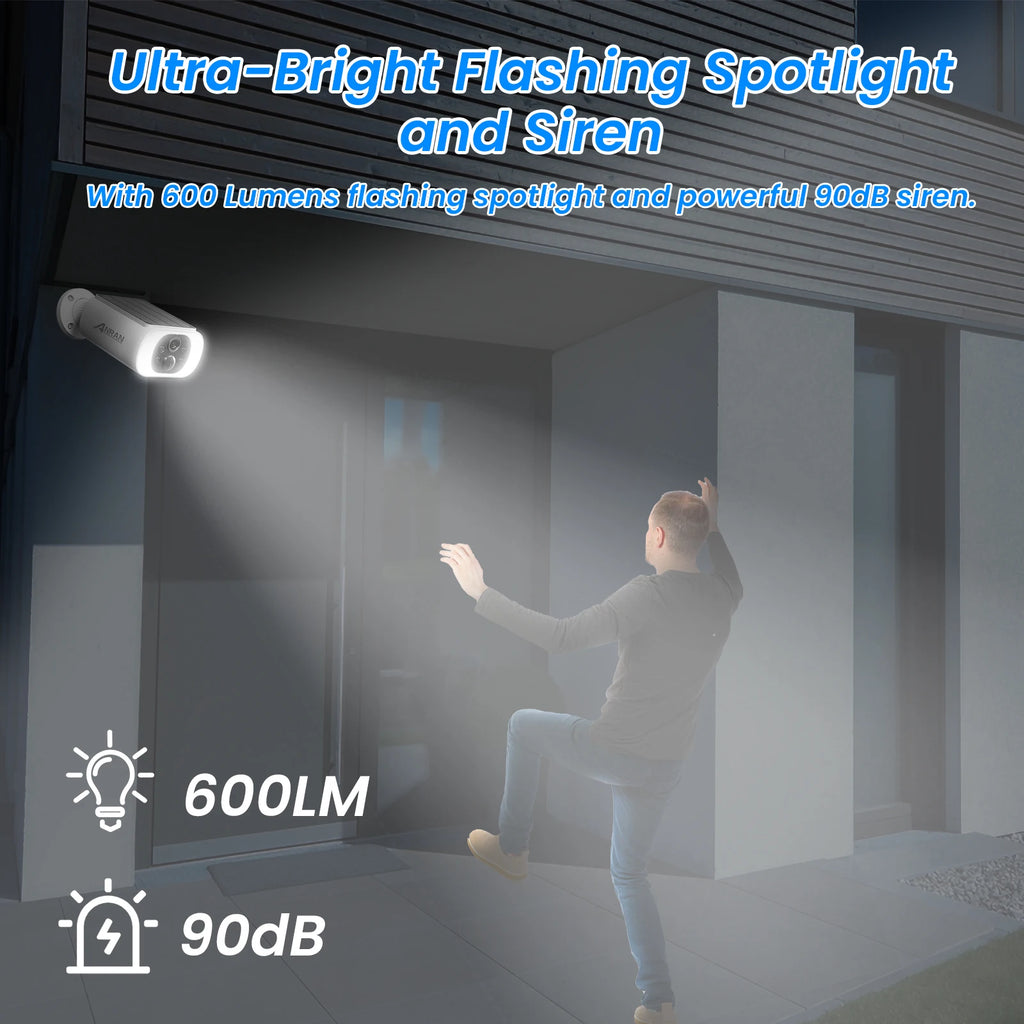 ANRAN 2K Solar Security Camera 3/5MP Outdoor Wireless 2.4G WIFI Camera Battery Cam Floodlight Color Night Vision Can't Add NVR