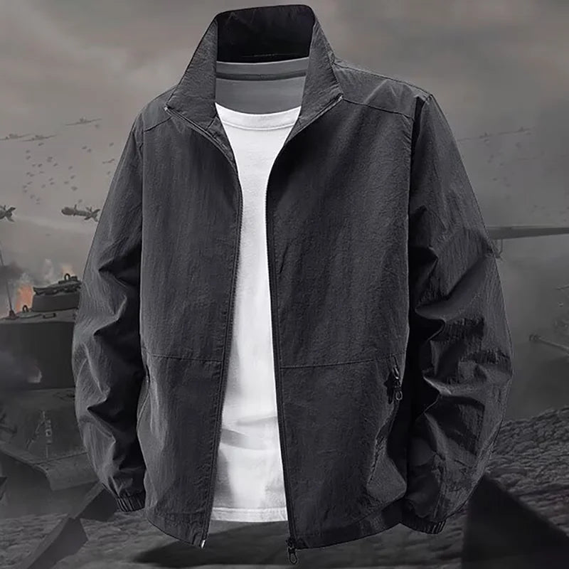 Men's Stand Collar Jacket Spring Breathable Lightweight Anti-Wrinkle Windbreaker Outdoor Sport Casual Quick-Drying Work Jackets Ürün ana görseli