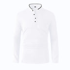 2025 New Men's Casual and Fashionable Solid Color Long Sleeved Stand Up Collar T-shirt Summer Versatile and Comfortable Top